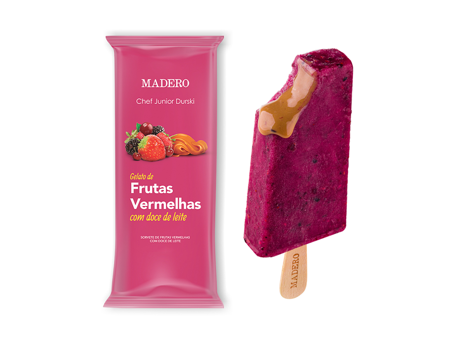Gelato de Frutas Vermelhas com Doce de Leite